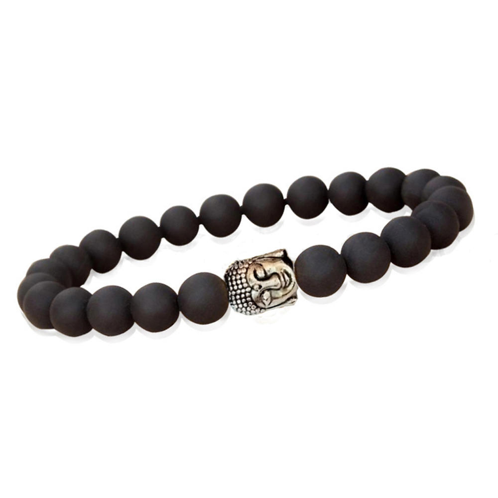 product-BEYALY-Dazzling cool men love black bead silver buddhist bracelet-img-2