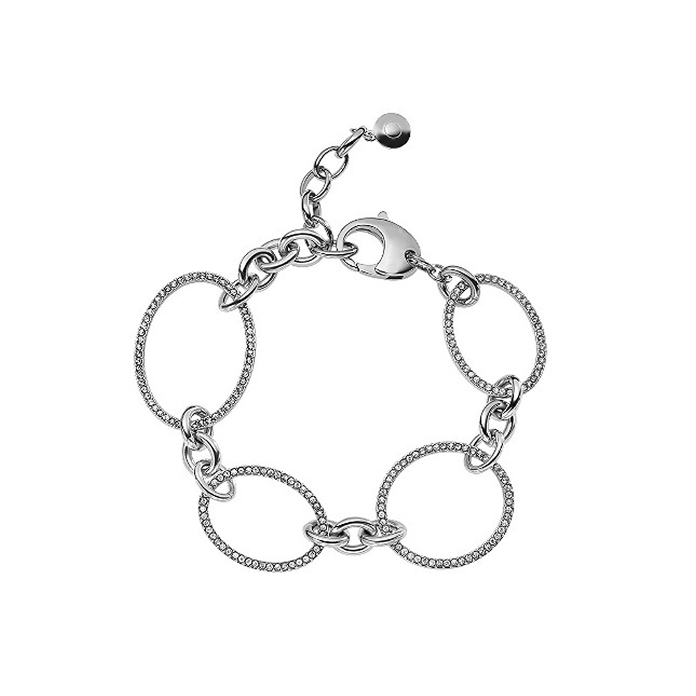 Women cz circle chain 925 silver charm bracelet