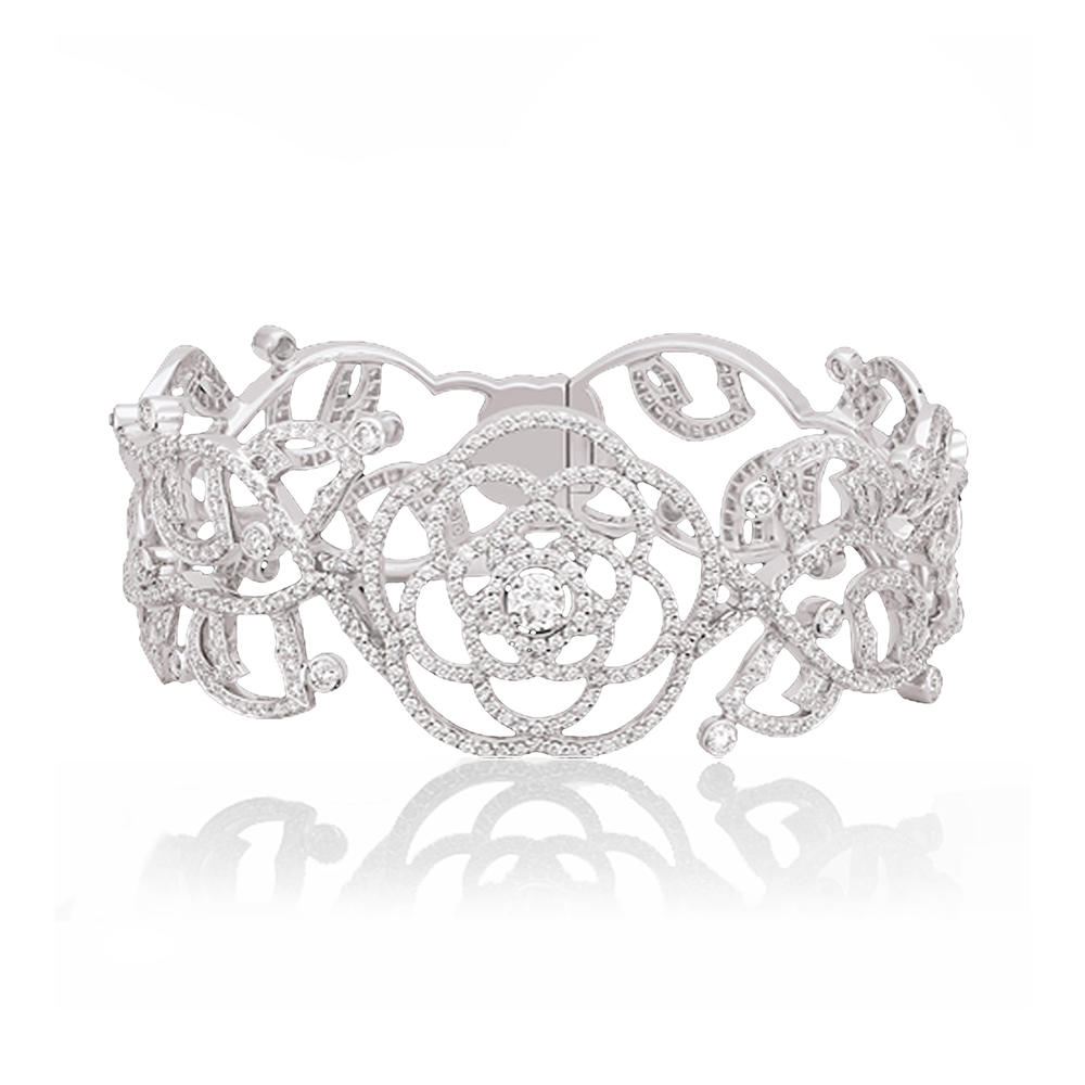 product-Rose flower platinum plating sterling silver bracelet bangle anklet-BEYALY-img-3