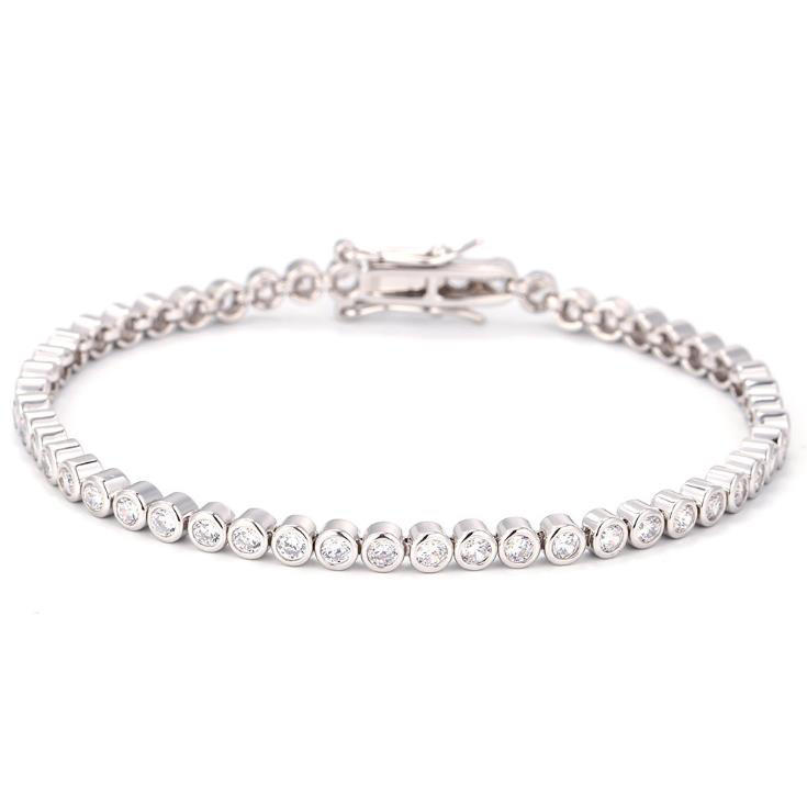 Extremely Stylish Cz Chain 925 Sterling Silver Tennis Bracelet