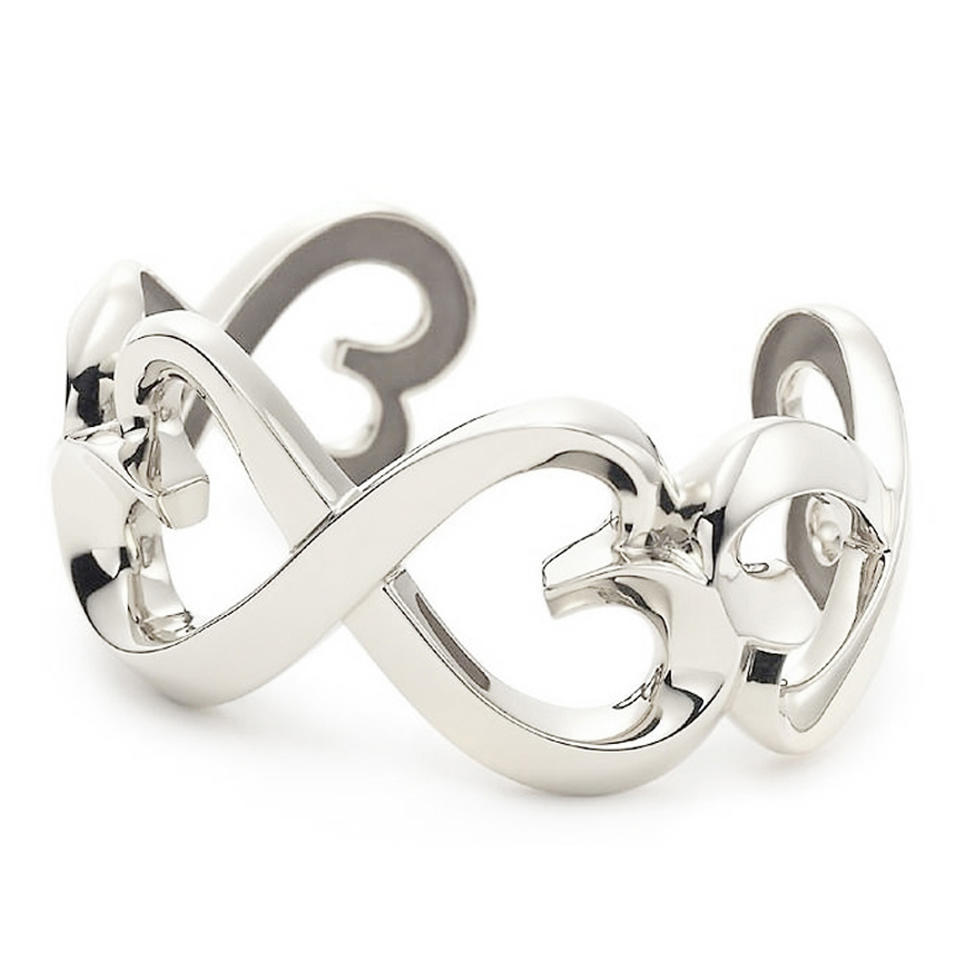 Fashion Custom Design Wide Silver Infinity Heart Bracelet Cuff
