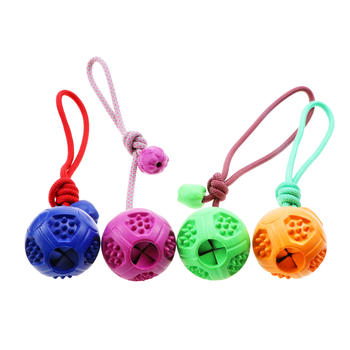 Wholesale Rubber dog toys Customized Pet Dog cotton string Chew toys ball