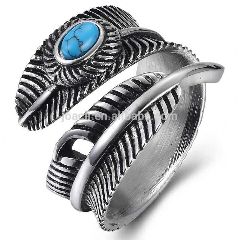 Personalized Feather Design Stainless Steel Ring With Joyeria