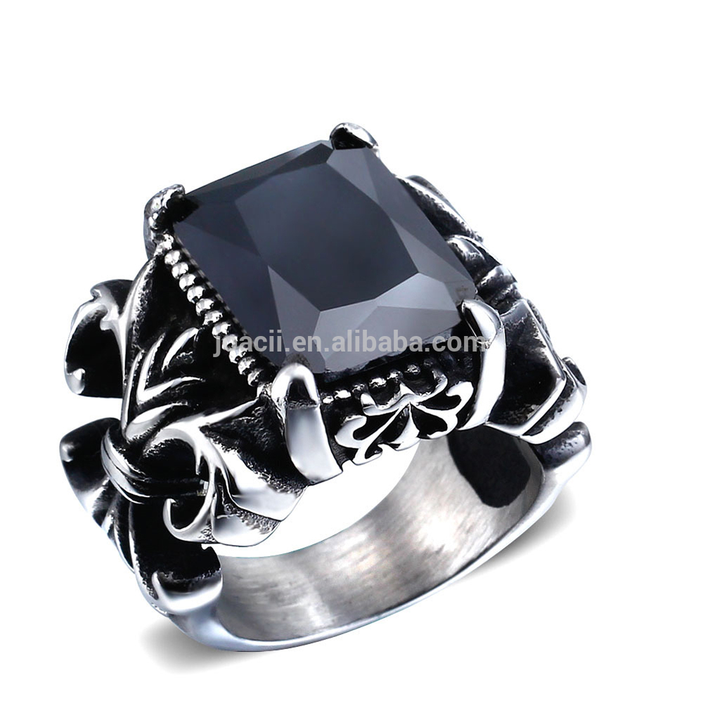 925 Sterling Silver Four lucifer black Color Options Natural Stone Jewelry Ring Model