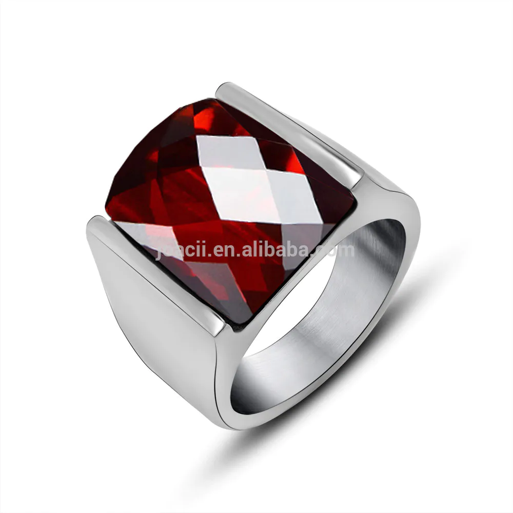 Fashion Men'S Red And Black Stone Ring Sets Jewelry