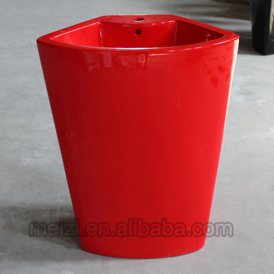 Red color pedestal standing wash basin toilet