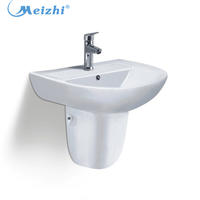 Ceramic wash hand semi-pedestal sinks