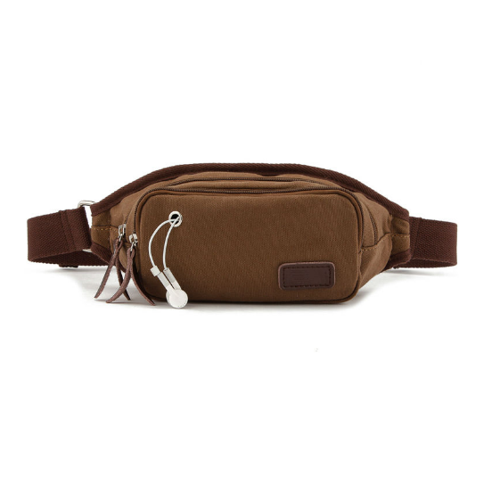 Fashion vintage design brown Canvas running Waist belt Bags for men minimalist man outdoor sports fanny bum bag boys waist pack