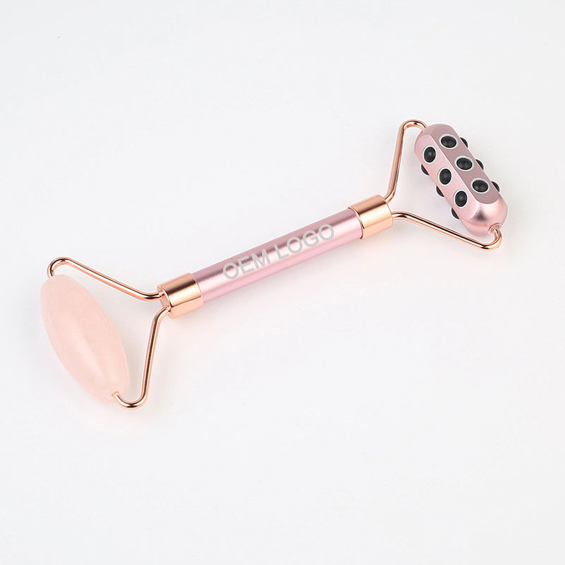 Custom Logo Beauty Derma Skin Care Electric Crystal Stone Mini Pink Facial Jade Roller For Face