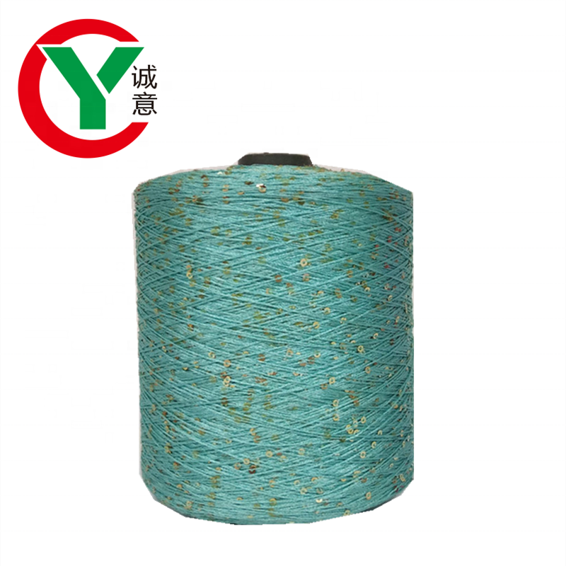China supplier wholesale 2mm 100%polyester sequins yarn for hand knitting