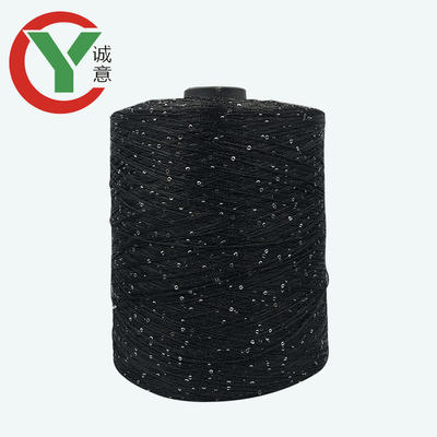 Hot Sale In Russia 100% Polyester Paillette Bling knitting sequin beads yarn