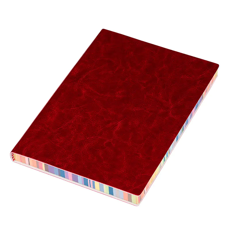 Red Color Edge Notebook Soft Cover Notebook Custom PU Leather Classic Notebook For Students
