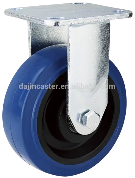 150mm Blue Elastic Rubber Heavy Duty Trolley Wheels Casters