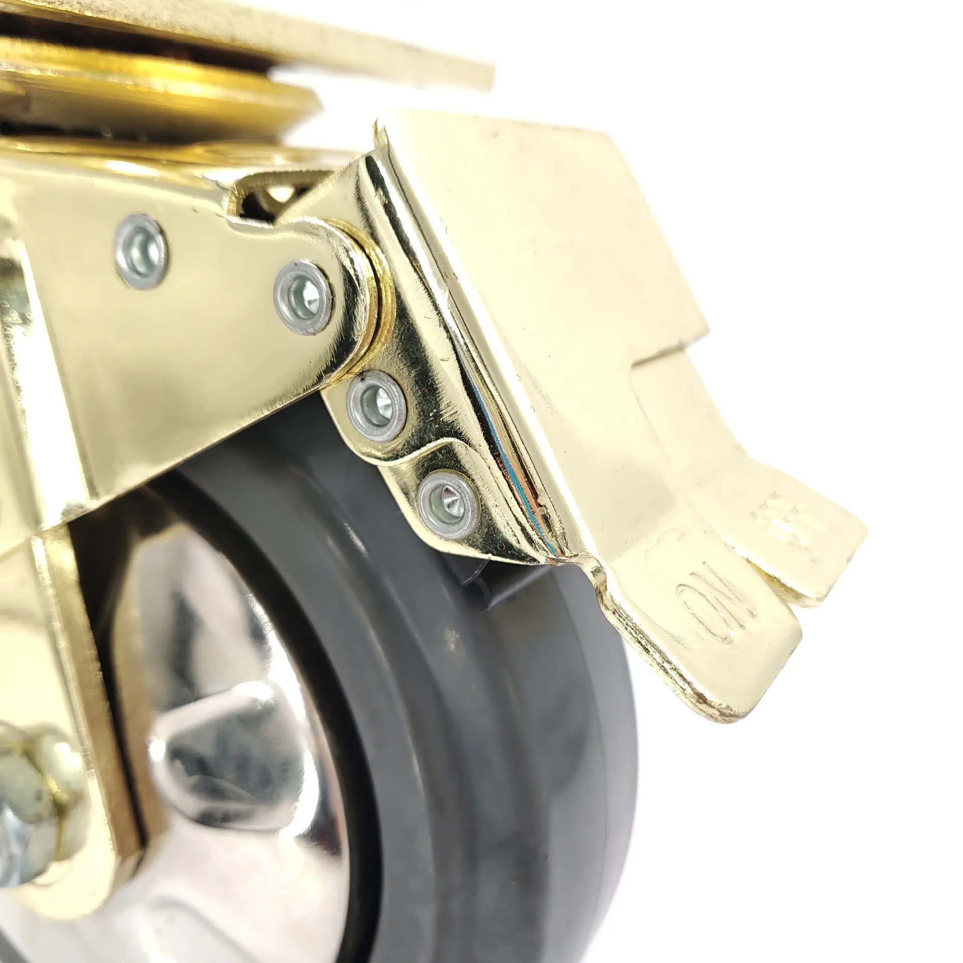 4 5 6 8 inch Gold Plated Dual Brake And Lock High Elastic Metal Thread Guard TPR Swivel Wheel Castor
