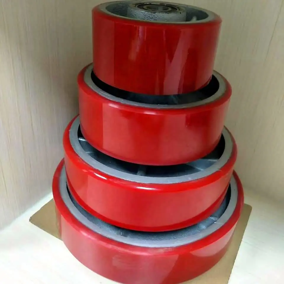 12inch 300mm Heavy duty Cast iron core Red Color PU Polyurethane caster wheels