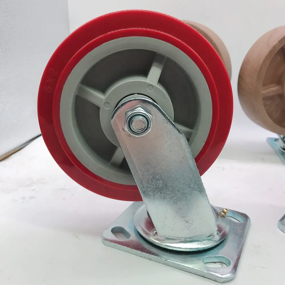 150mm 6 inch Heavy Duty Industrial Red PU Polyurethane Caster Wheel