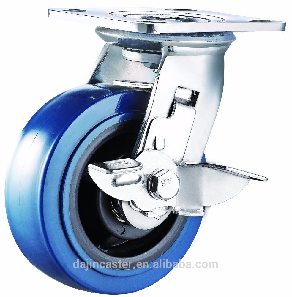 Heavy duty 6 inch PU caster wheels with side brake and lock