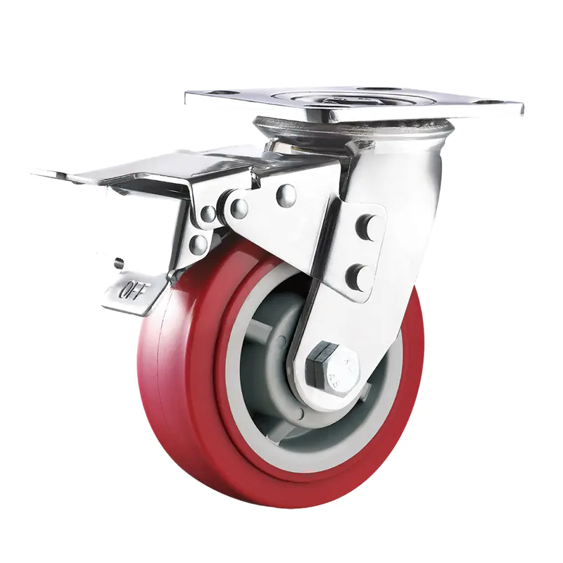 Patent braking heavy duty swivel PU caster wheels with brakes