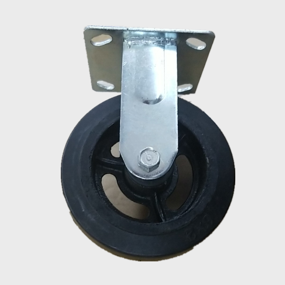 6 Inch Wholesale150 mm Shock Absorber Fixed Rigid Heavy Duty Cast Iron Rim Solid Soft Rubber Wheel Caster