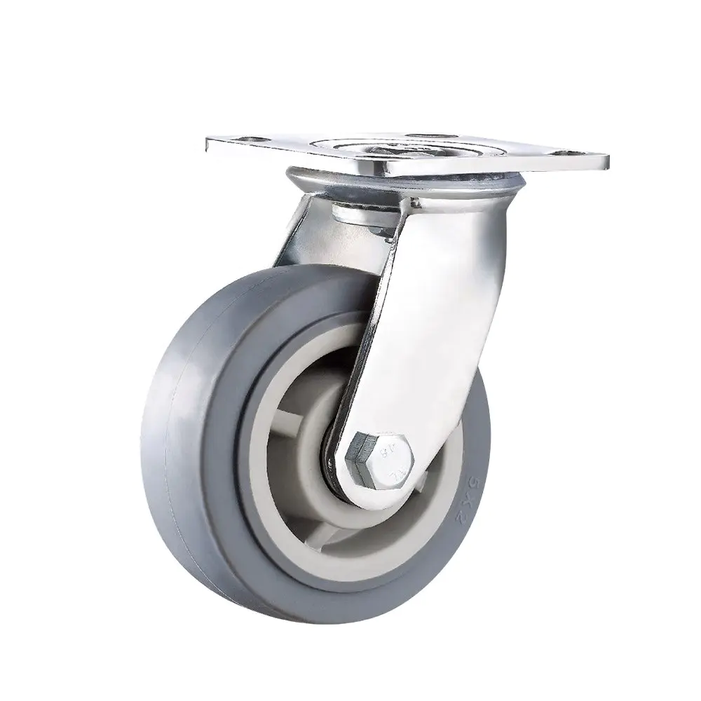 6'' Industrial Swivel TPR Double Ball Bearings Thermoplastic Rubber Heavy Duty Caster Wheels