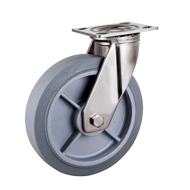 8 Inch Swivel Plate TPR Industrial Stainless Steel Caster
