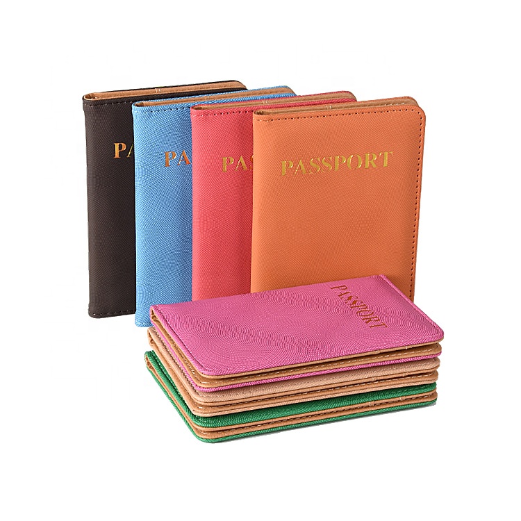 Wholesale gold stamp soft pu leather cover wallet passport holder for travel
