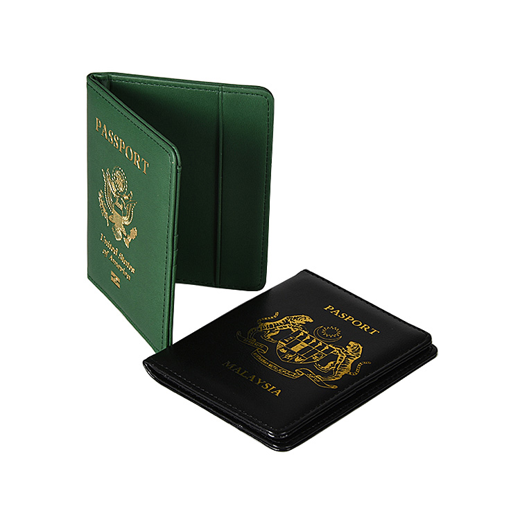 Custom Logo Pu Leather Wallet Passport Cover