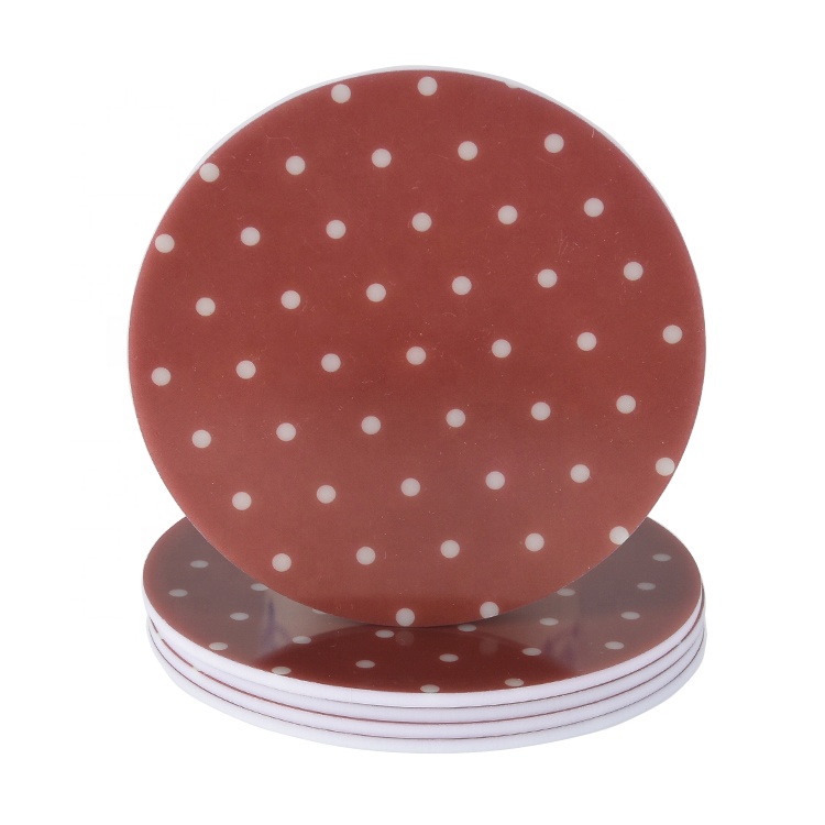 Custom Eco Friendly Colorful Print Round Cup Mat Laser Cut Acrylic Drink Coaster