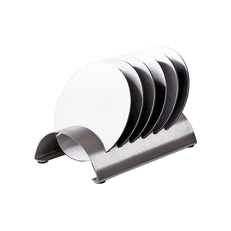 Custom Logo Premium Stainless Steel Coaster Cup Holder Set Metal Coasters