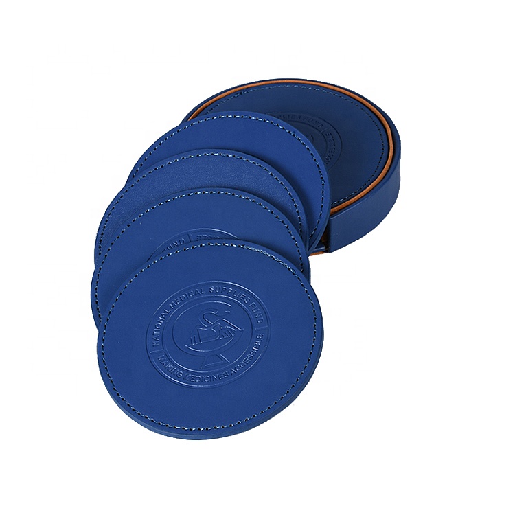 Custom Logo Premium Leather PU Tea Cup Coaster / Cup Mat / Cup Pad