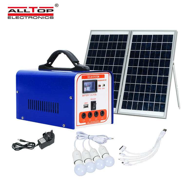 ALLTOP Hot selling home solar energy system lighting 40w portable off-grid mini solar power system with bulb