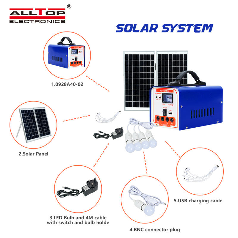 ALLTOP Home mobile charging solar panel led light kits 40w mini solar system