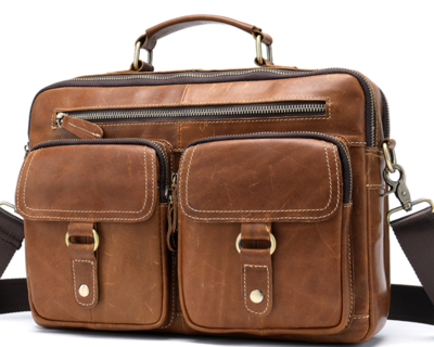 Men Shoulder HandbagGenuine Leather laptop bag 13inch Casual Crossbody Bags for Messenger Bag