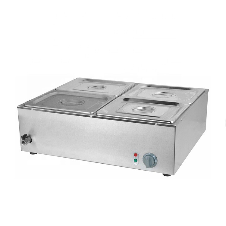 Food Warmer Stainless Steel Heat Preservation Tabletop Commercial 4 Basins Electric Bain Marie