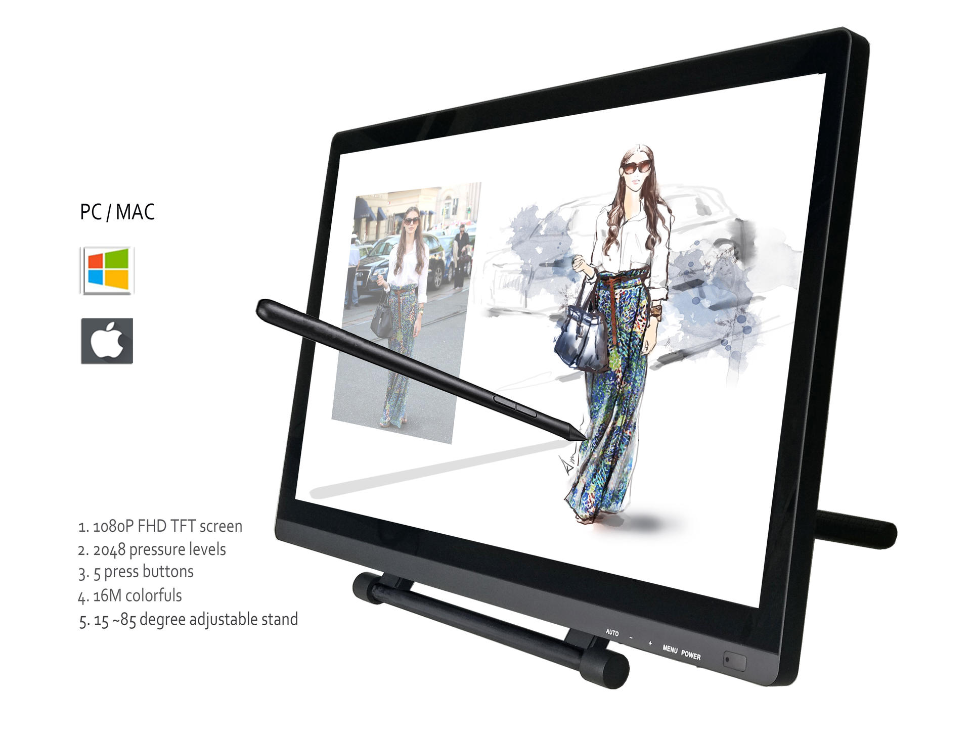 Nice Prices 21.5 Inch Monitor 4000 Lpi Tablet Resolution Interactive Displays Graphic Tablets