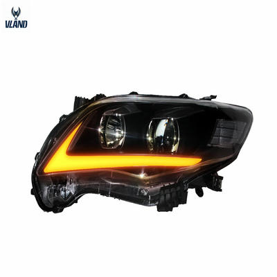 VLAND Manufacturer accessory for Car head light for Corolla 2011 2012 2013 headlamp with LED DRL and yellow turn signal