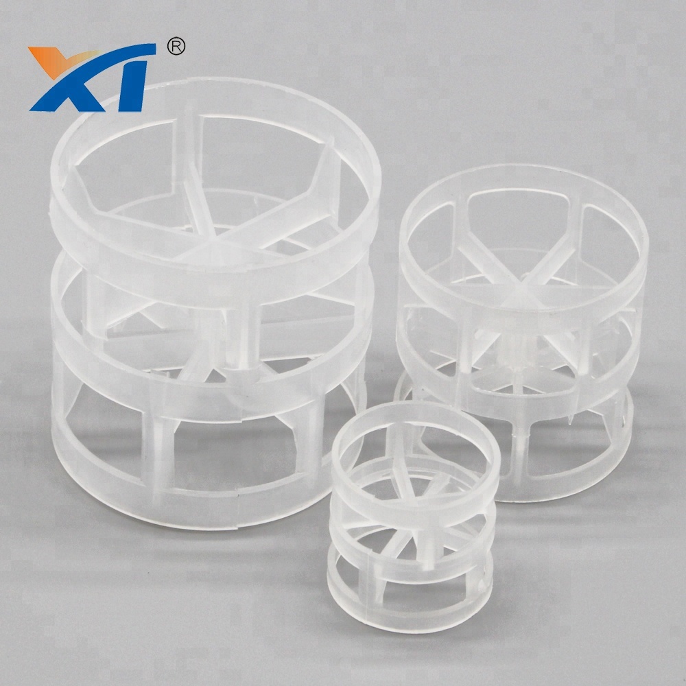 حلقات البال البلاستيكية XINTAO PP ، PVC ، CPVC ، PVDF في حلقة pall البلاستيكية للتعبئة من srubber