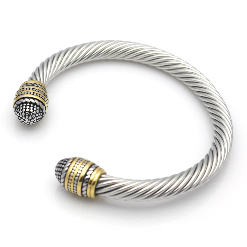 Twist Design Stainless Steel Cable Bracelet Bangle Open Style