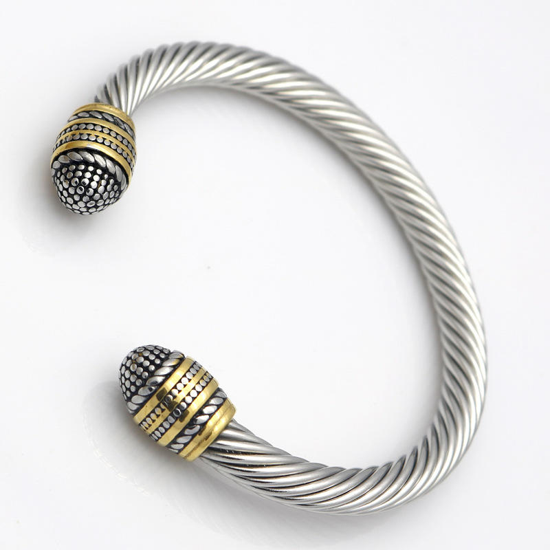 product-BEYALY-Twist Design Stainless Steel Cable Bracelet Bangle Open Style-img-2