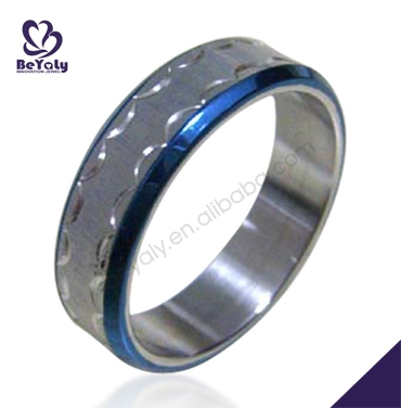 NEW product hot selling jewelry stainless steel wholesale rings with blue enamel lines