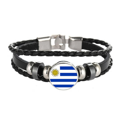 Men New Stainless Steel Ankle Bracelet, Uruguay Flag Bracelet