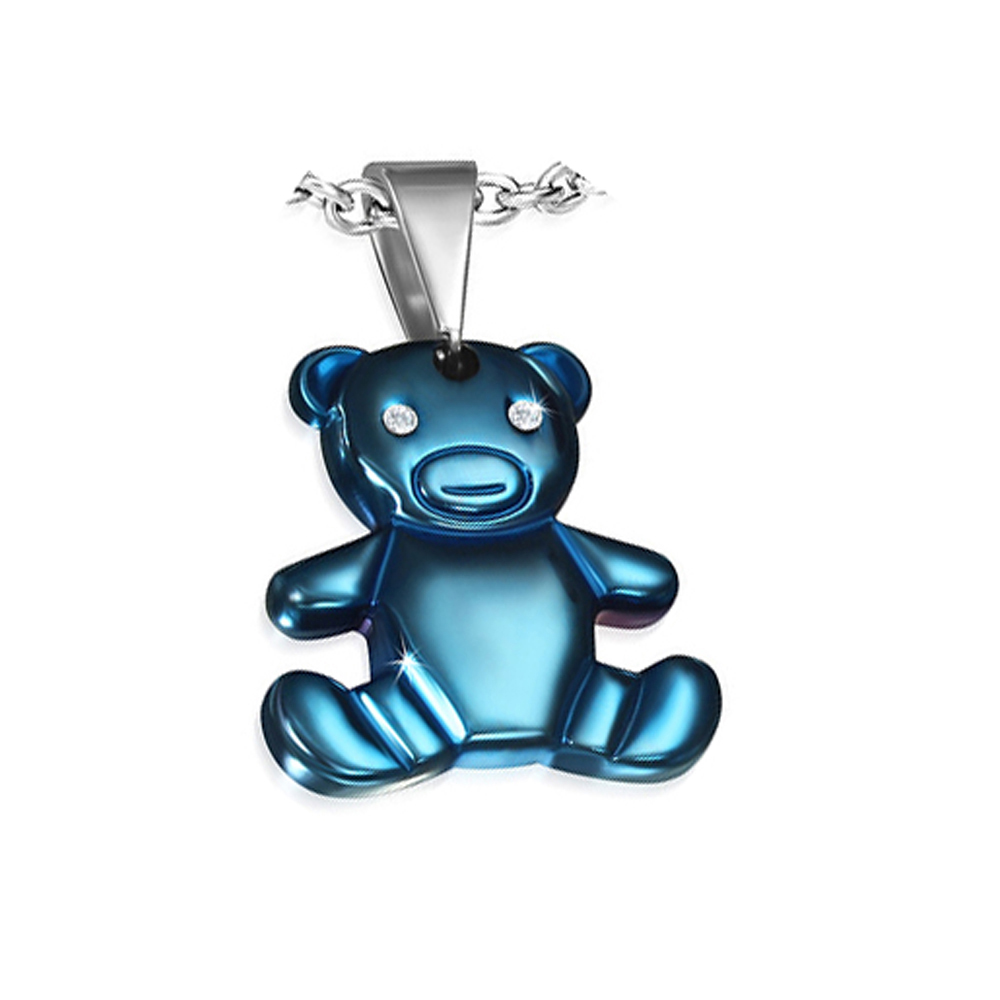 Blue Color Plating Fashion Stainless Steel Jewelry Wholesale Bear Pendant