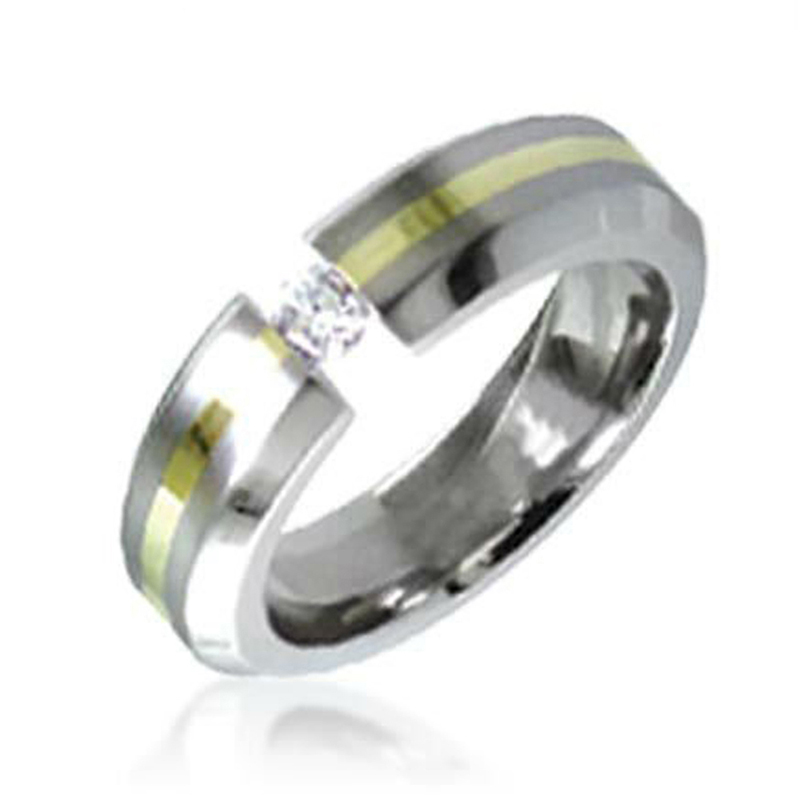 Light Yellow Band Nice Titanium Diamond Ring For Woman