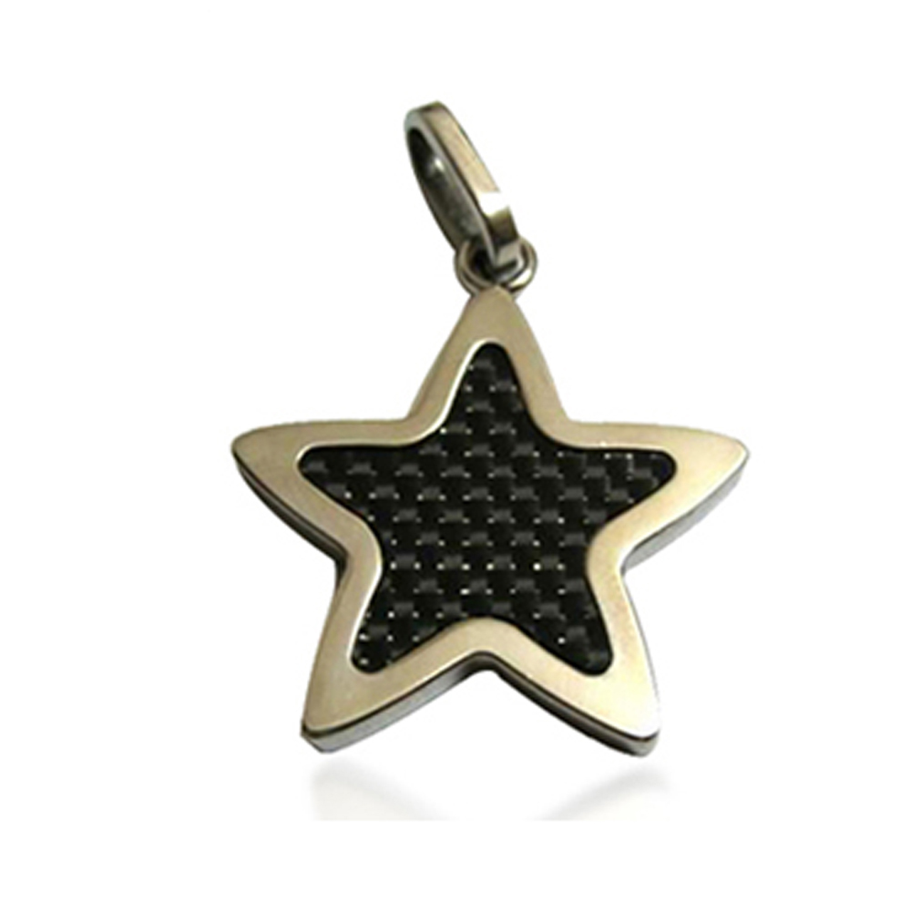 Gold Plating Pentagram Star Figure Carbon Fiber Stainless Steel My Jewelry