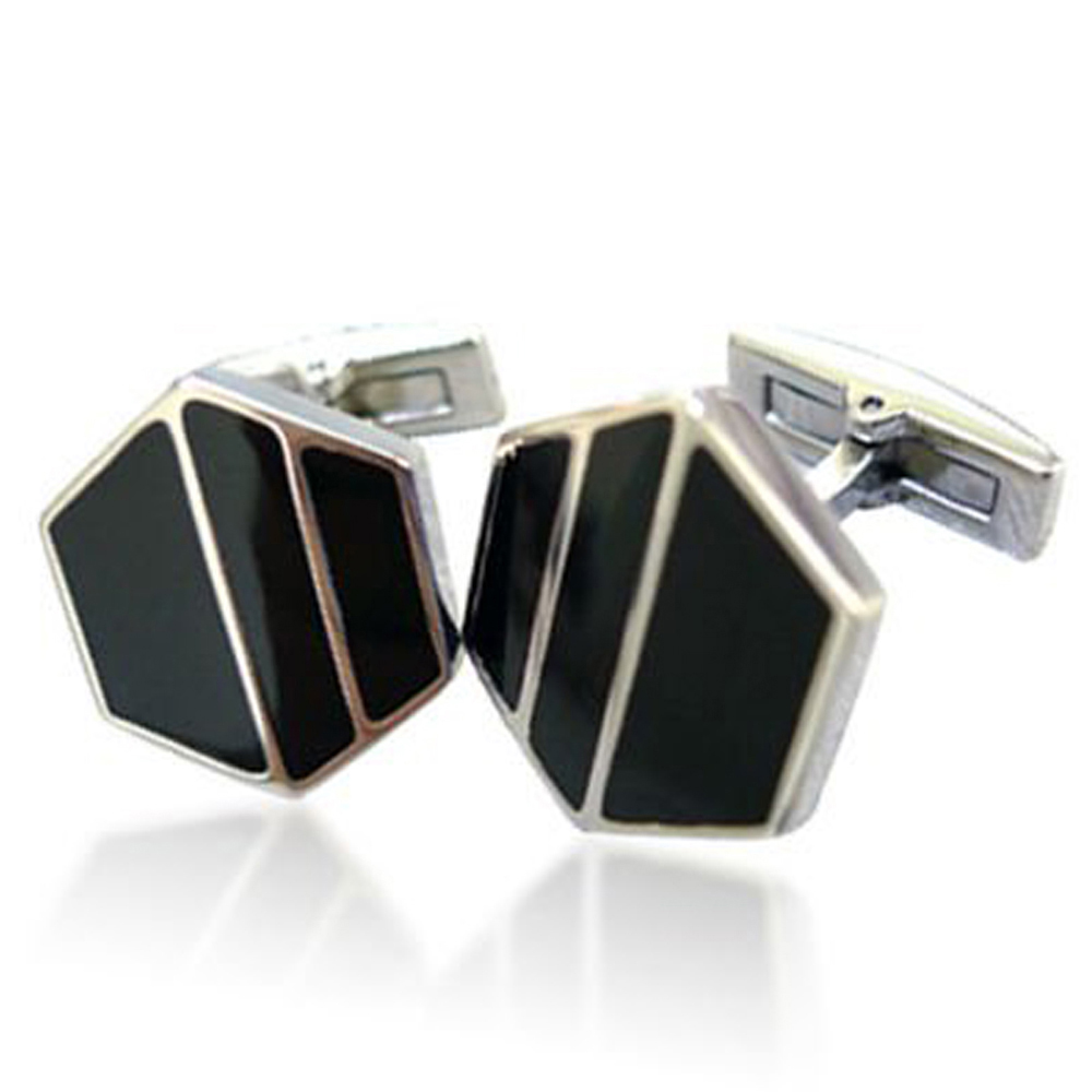 Black ceramic wholesale sexangle branded cufflinks tie clips