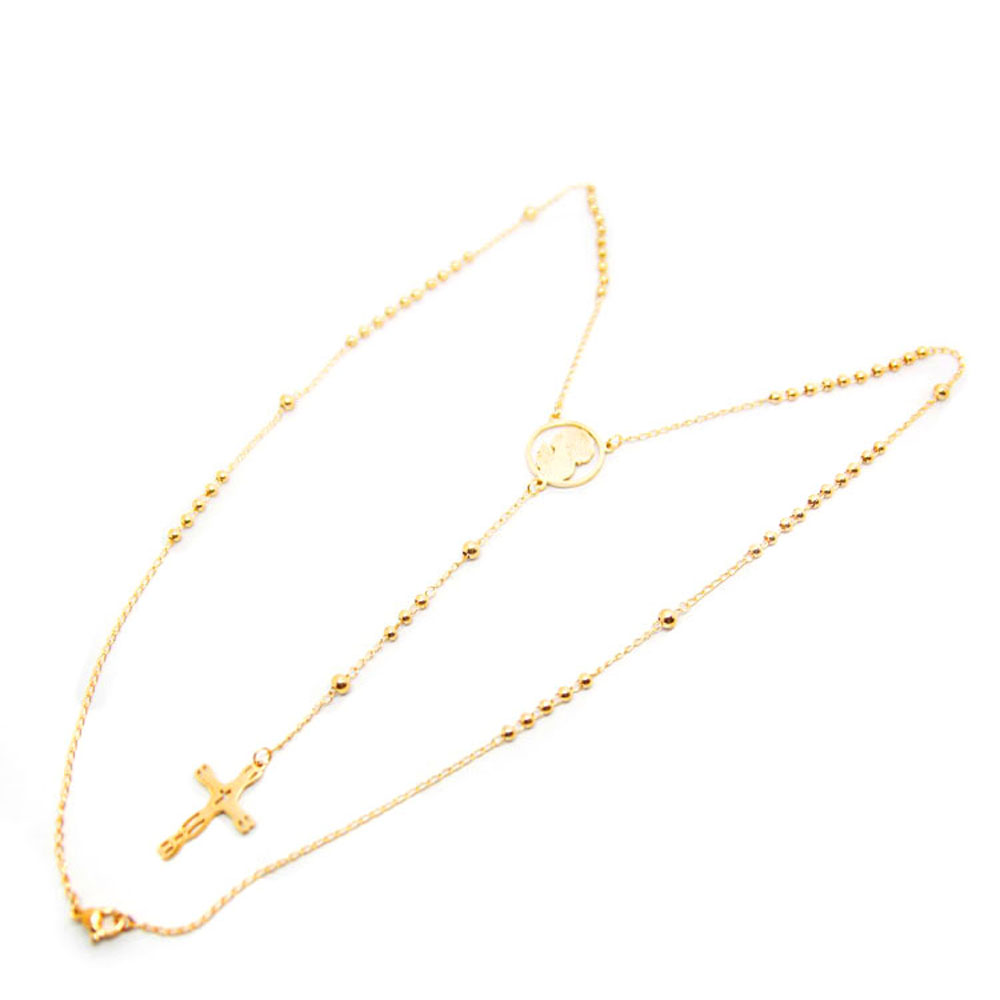 Gold Plated Cross Pendants Stainless Steel Ball Chain Necklaces