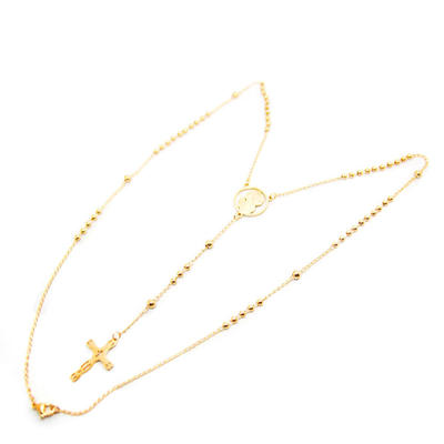 Gold Plated Cross Pendants Stainless Steel Ball Chain Necklaces