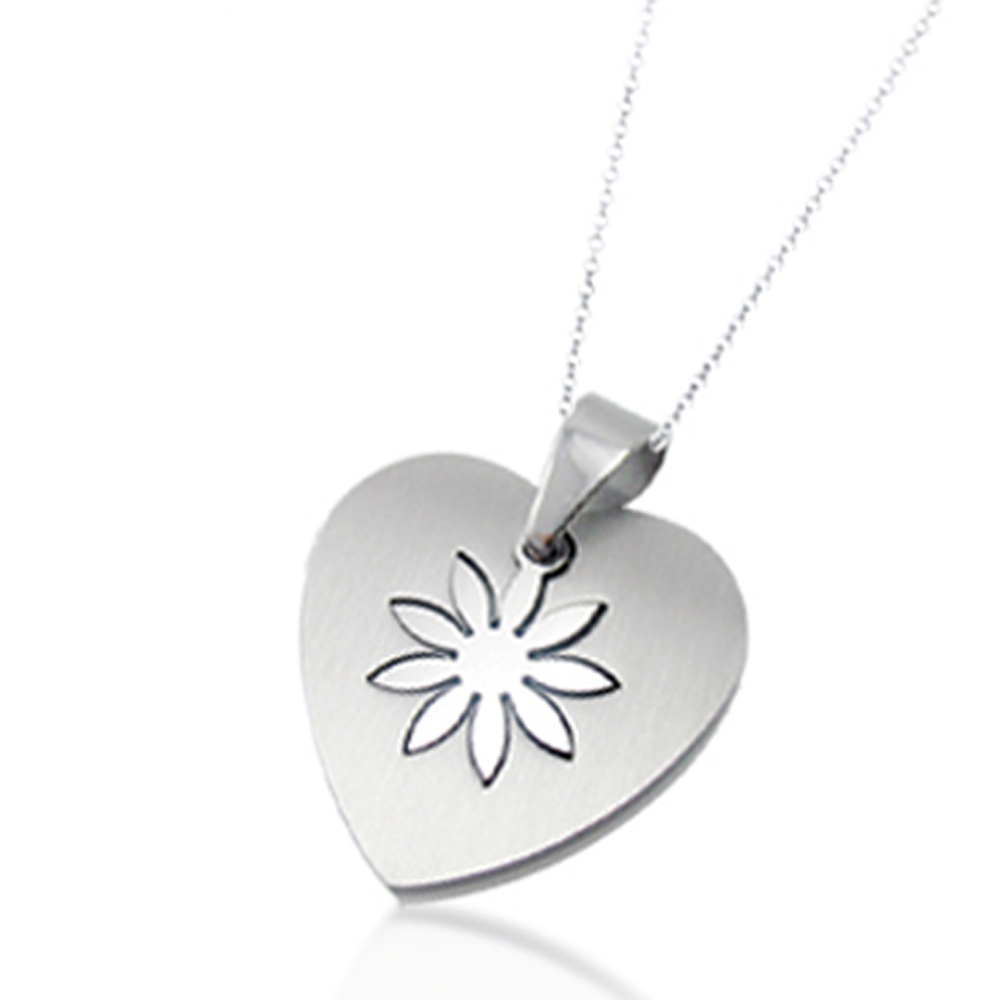 Heart with flower shape easy make stainless steel rope necklace