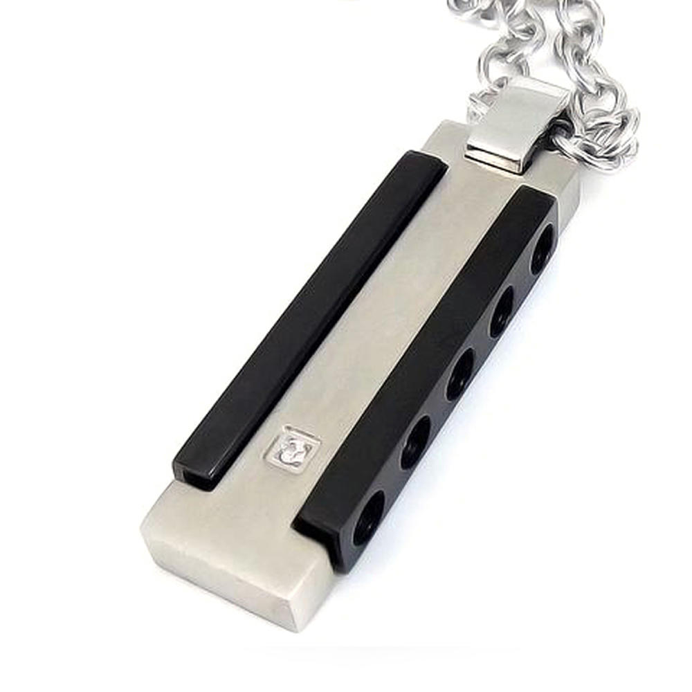 product-Rectangle Five Wave Design Black Painting Jewelry Stainless Steel Pendant-BEYALY-img-3