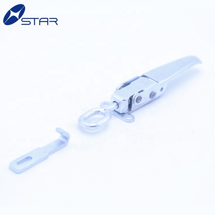 Spring toggle loaded door latches for truck body